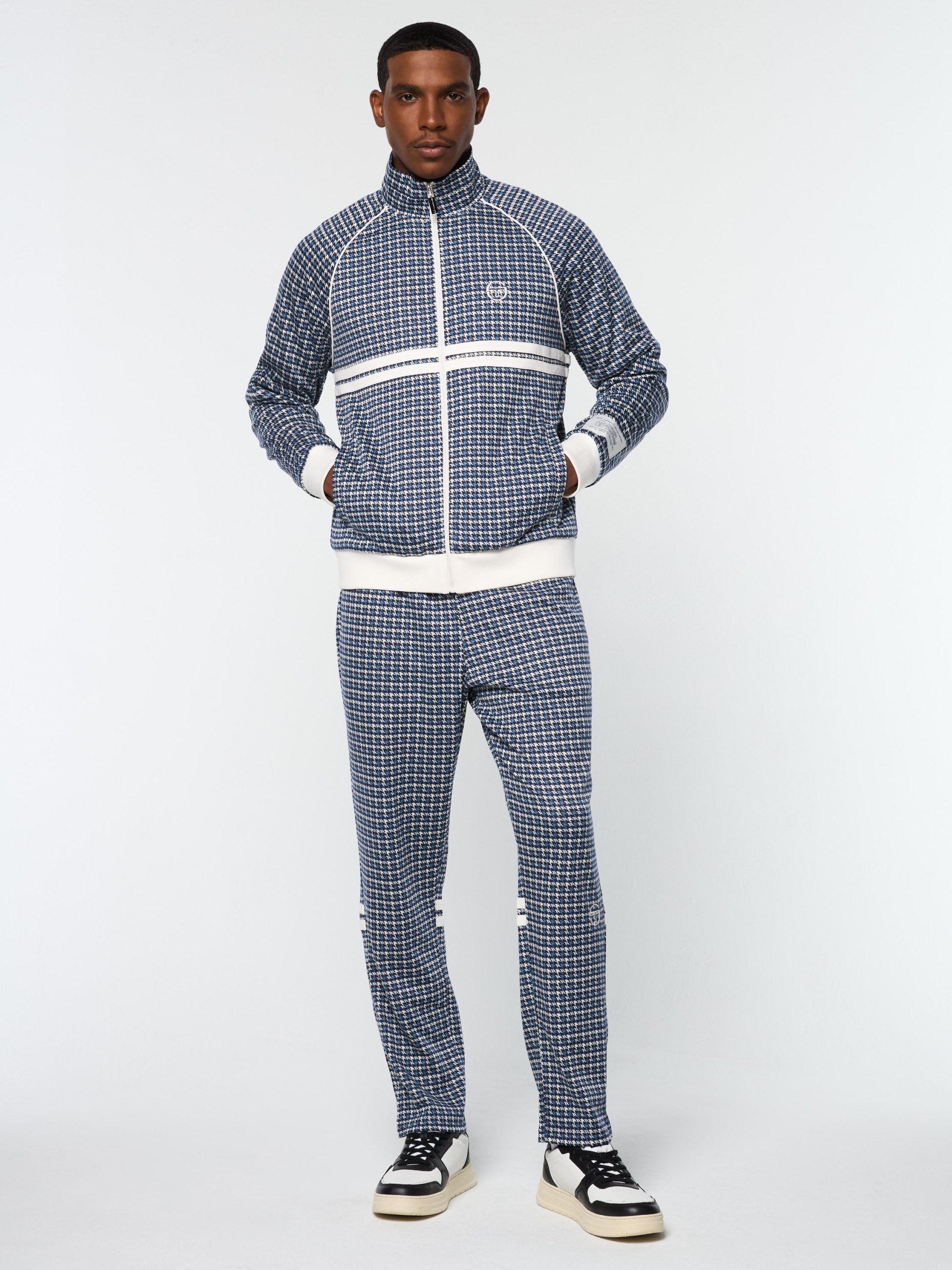 Dallas Houndstooth Track Jacket- Maritime Blue - Image 3