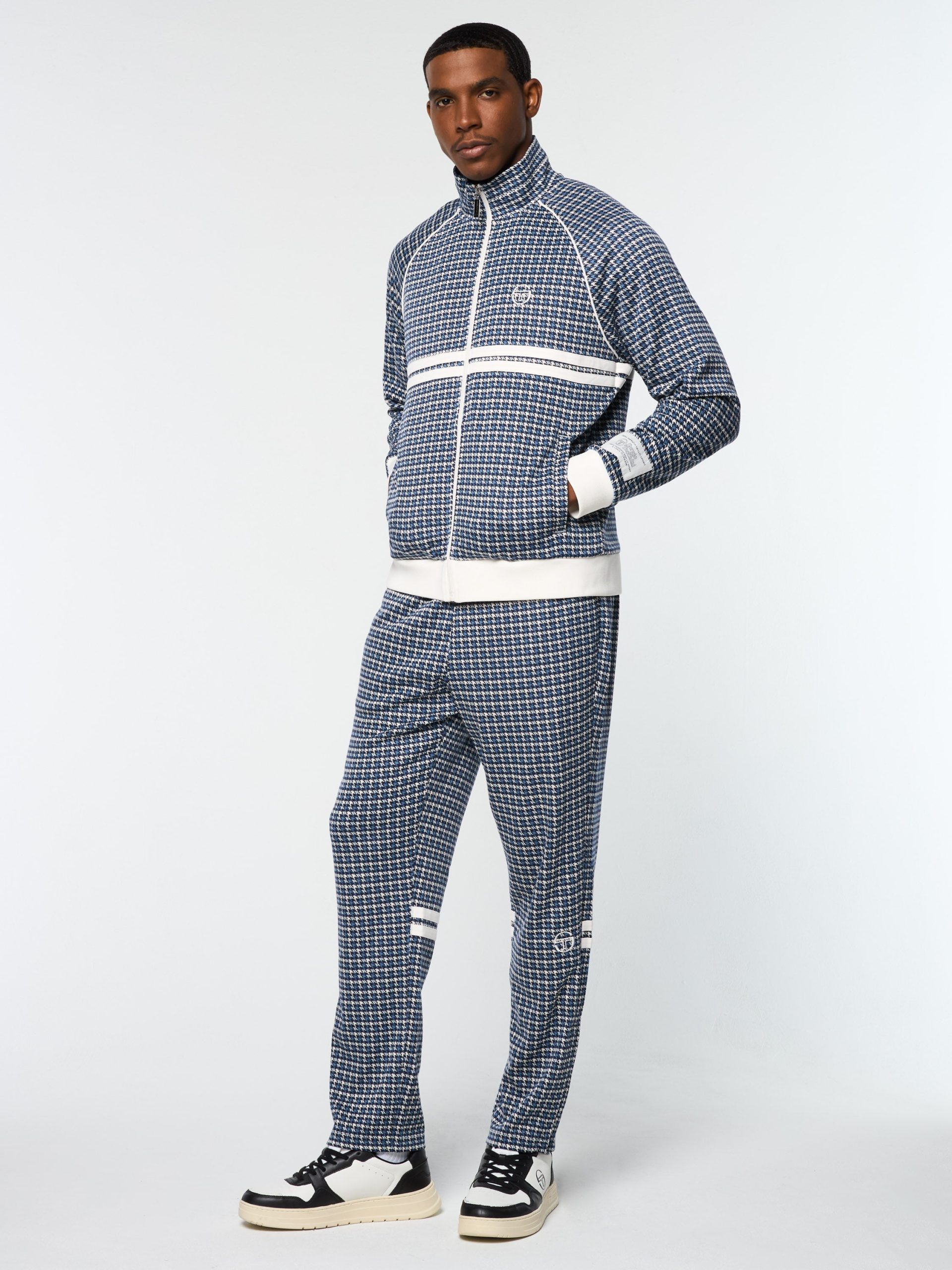 Dallas Houndstooth Track Jacket- Maritime Blue - Image 5