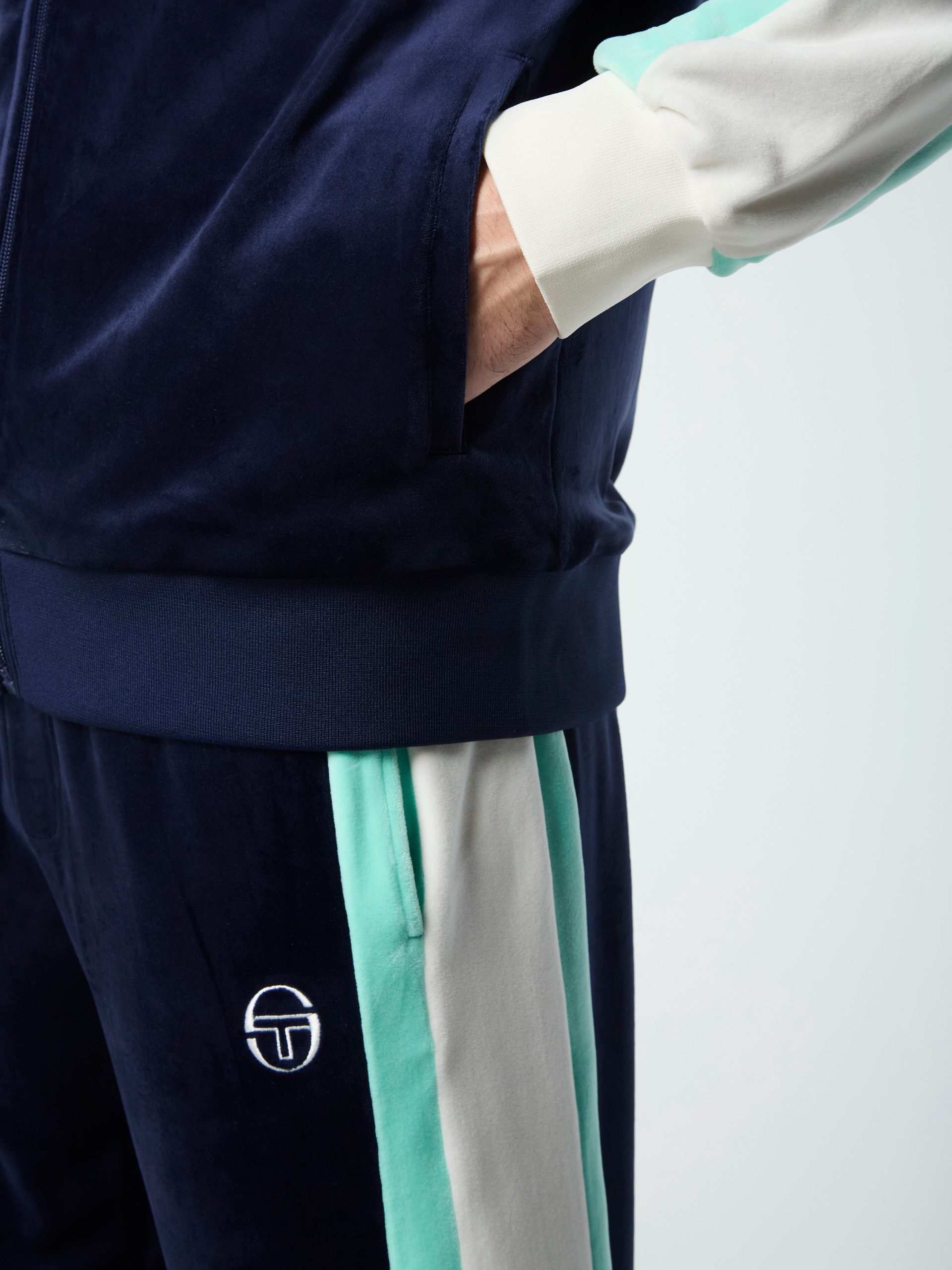 Lazaro Velour Track Jacket- Maritime Blue - Image 8