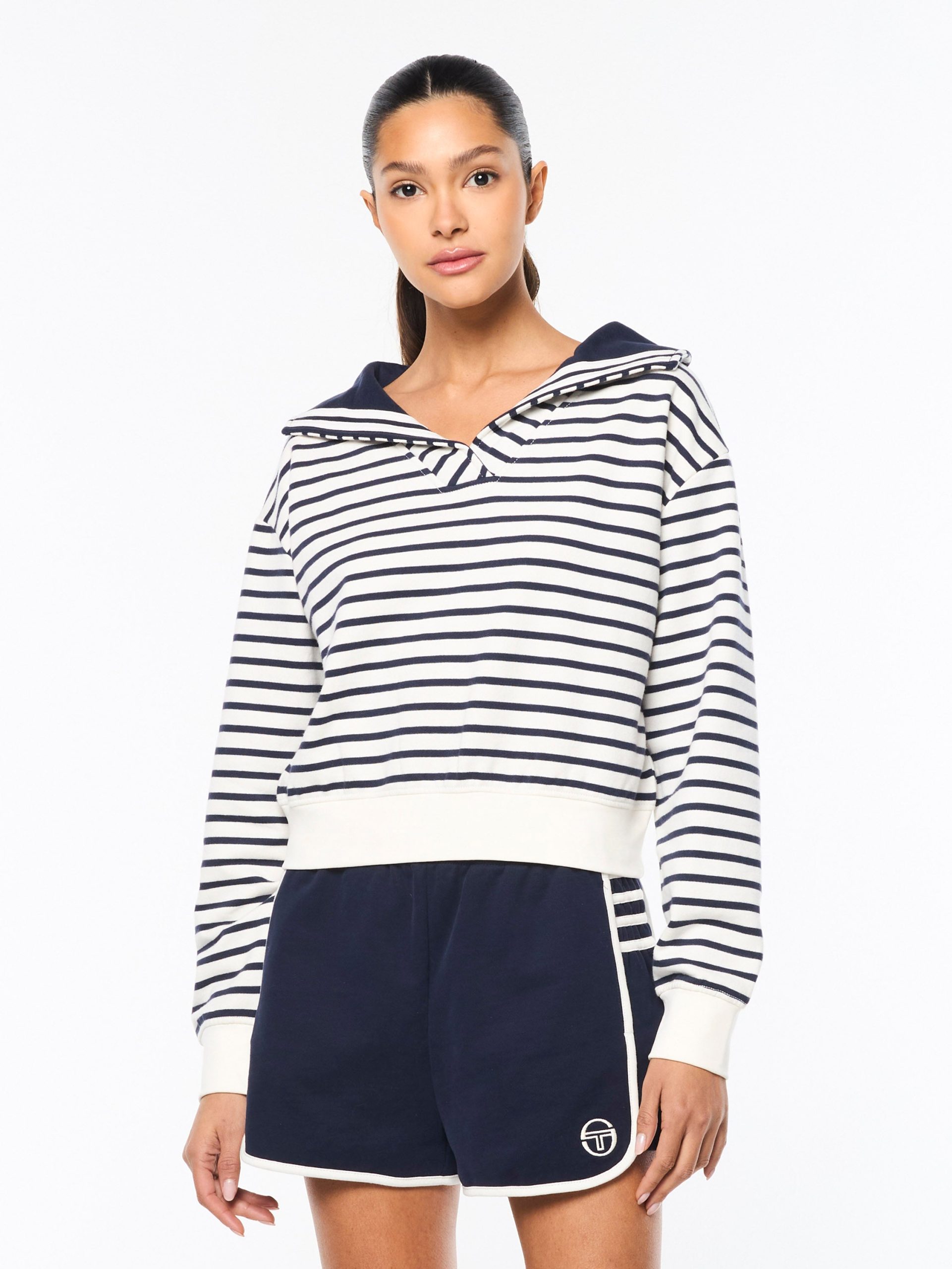 Marina Sailor Collar Sweatshirt- Gardenia